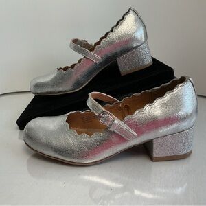 Dolce Vita DV Girls Scallop Mary Jane Heels Silver Size 2